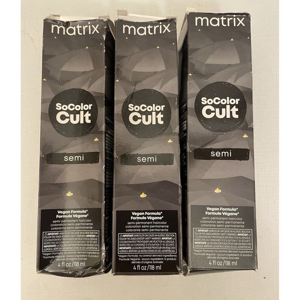 (3) Lot NEW MATRIX SOCOLOR CULT Semi Permanent Black Vegan Hair Dye 4OZ